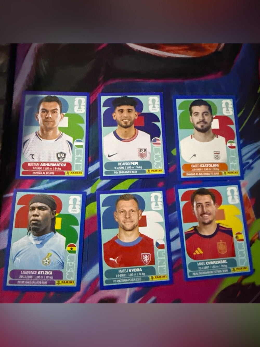 Panini World Cup Player Sticker Sheet - Blue Border